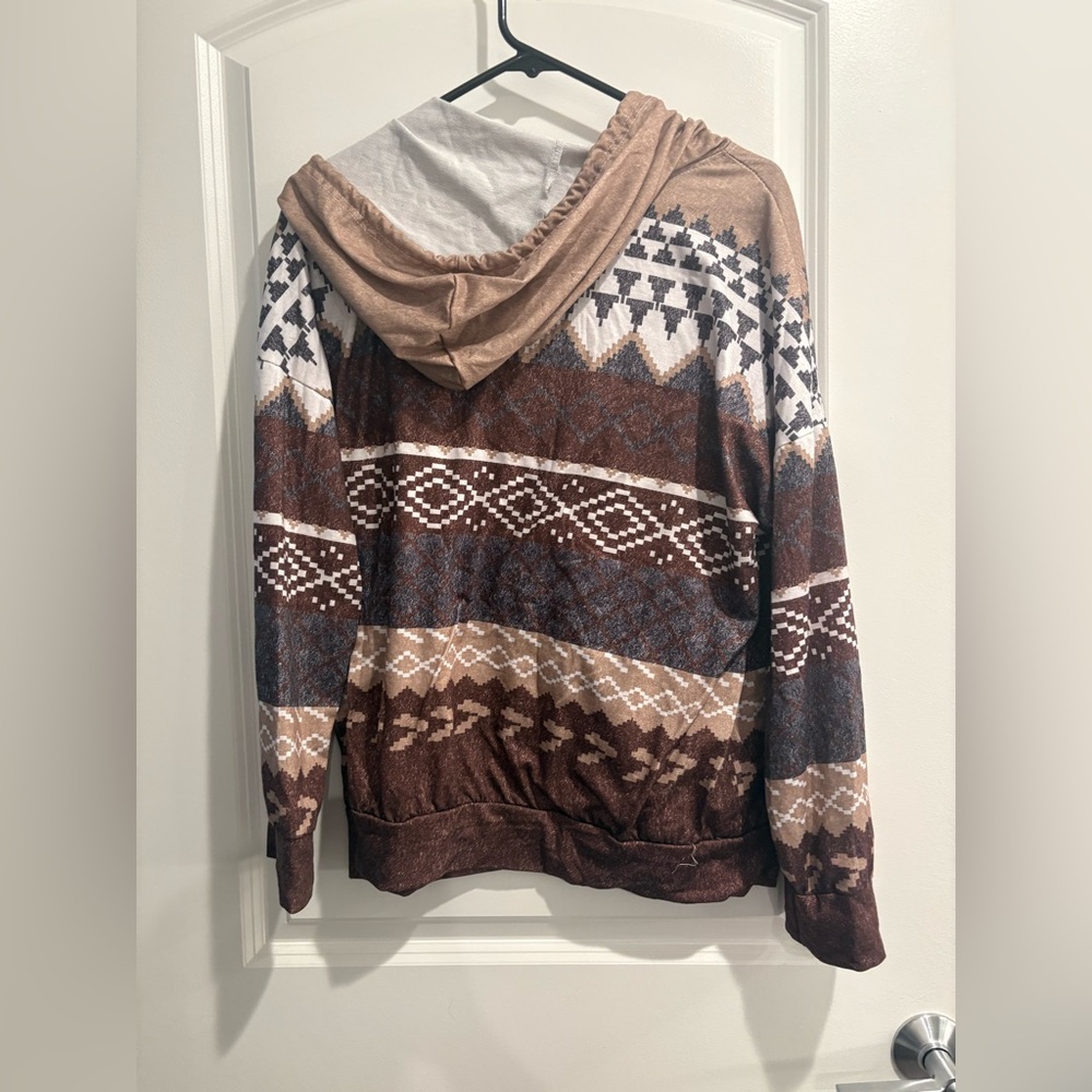 Brown Patterned Zip-up Jacket - Picture 6 of 7